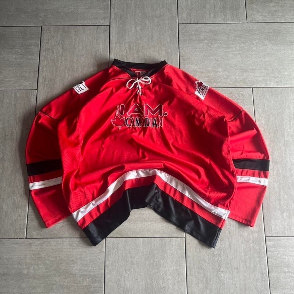 Molson Canadian Beer Promo Hockey Jersey Red Lace Up Mesh XXL LS098